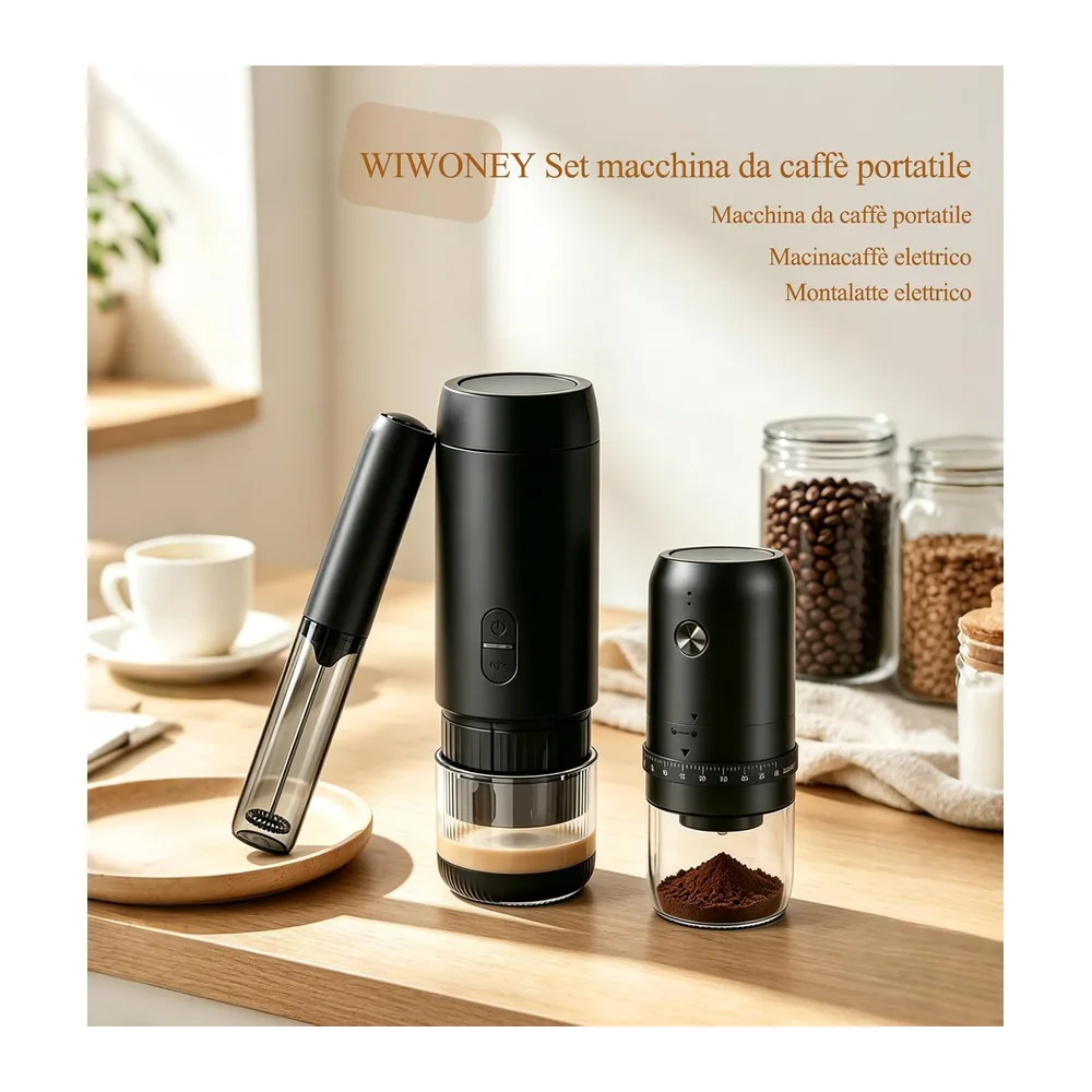 Macchina da caffè portatile elettrica, set regalo completo 3 pezzi — 2