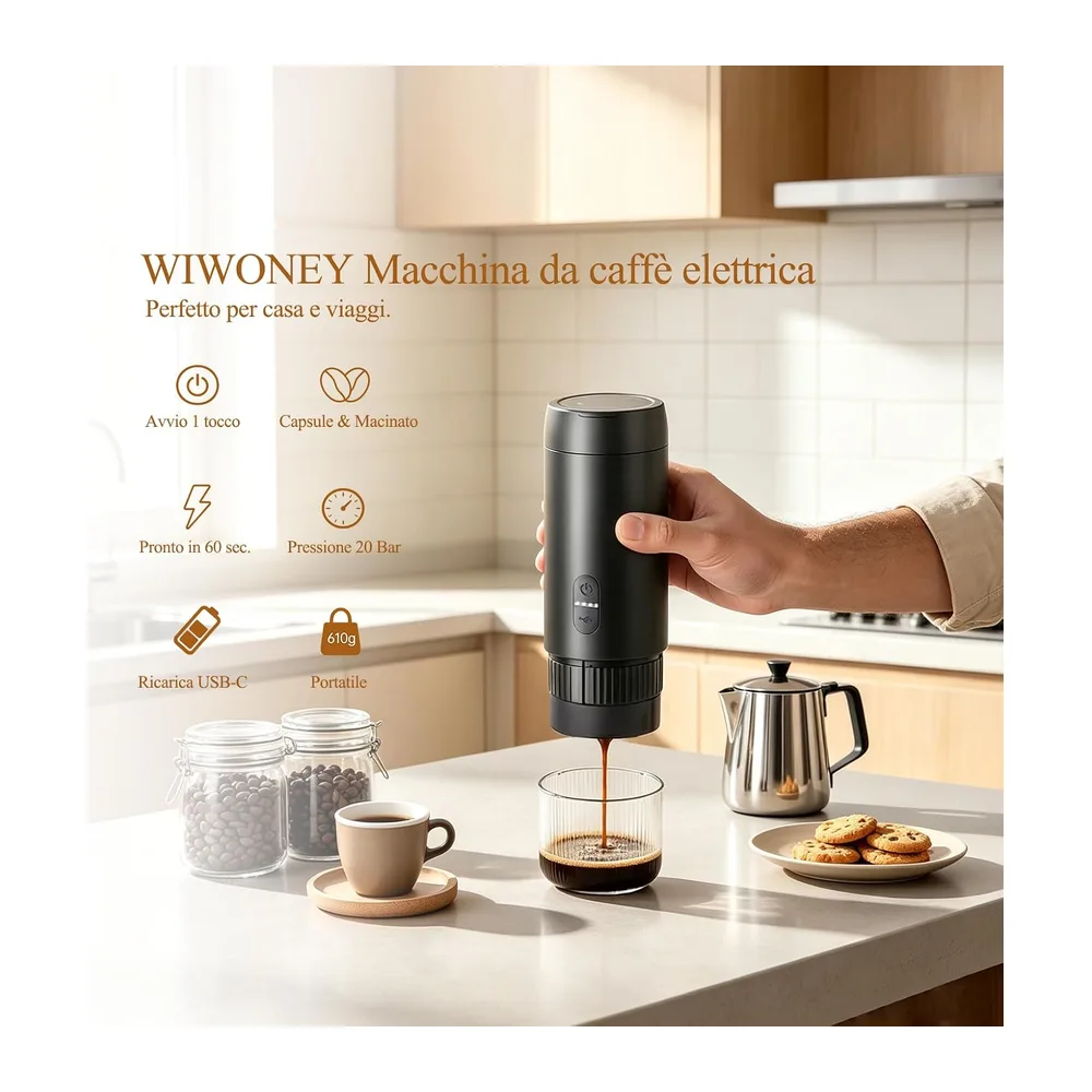Macchina da caffè portatile elettrica, set regalo completo 3 pezzi — 3