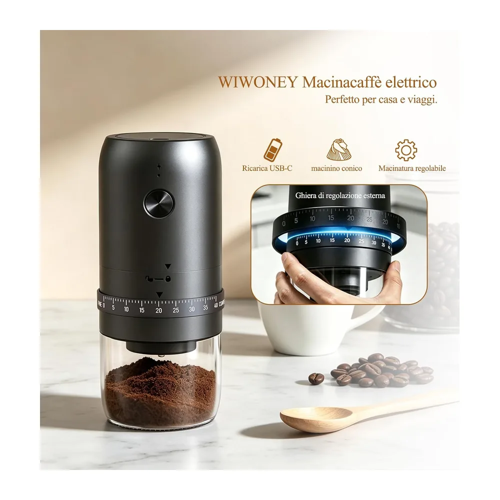 Macchina da caffè portatile elettrica, set regalo completo 3 pezzi — 4