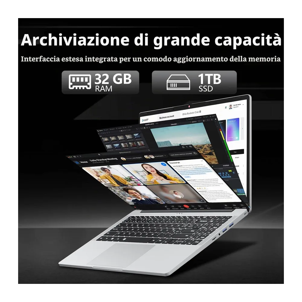 PC Portatile 15,6 Pollici Notebook Win 11 Ryzen 5 7430U (4.3GHz) Processore Grafica Radeon — 3