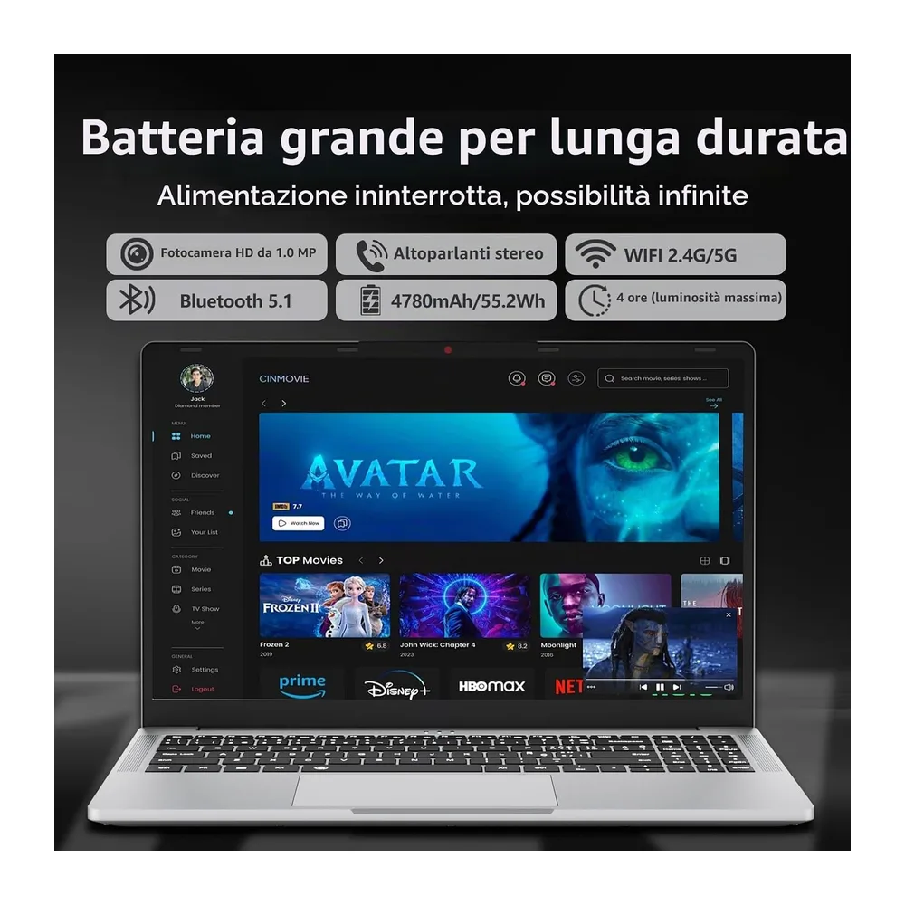 PC Portatile 15,6 Pollici Notebook Win 11 Ryzen 5 7430U (4.3GHz) Processore Grafica Radeon — 6