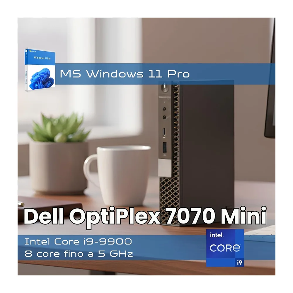 Dell OptiPlex 7070 Mini PC Compatto | Intel Core i9-9900 8 Core 16 Thread Turbo 5.0GHz | 16GB DDR4 | SSD NVMe — 2