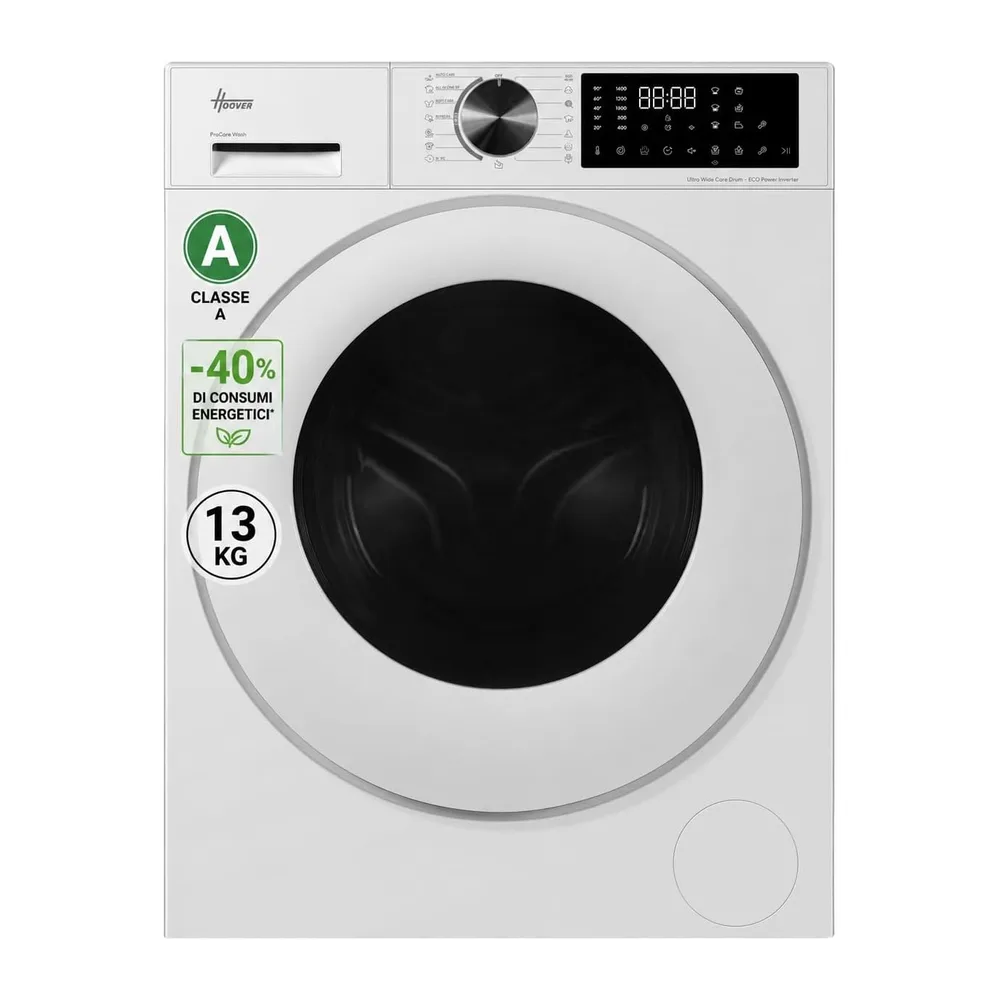 Hoover H-CARE 300 Lavatrice 13 Kg, 1400 Giri, Classe A-40%, Bianca [Classe di efficienza energetica A]