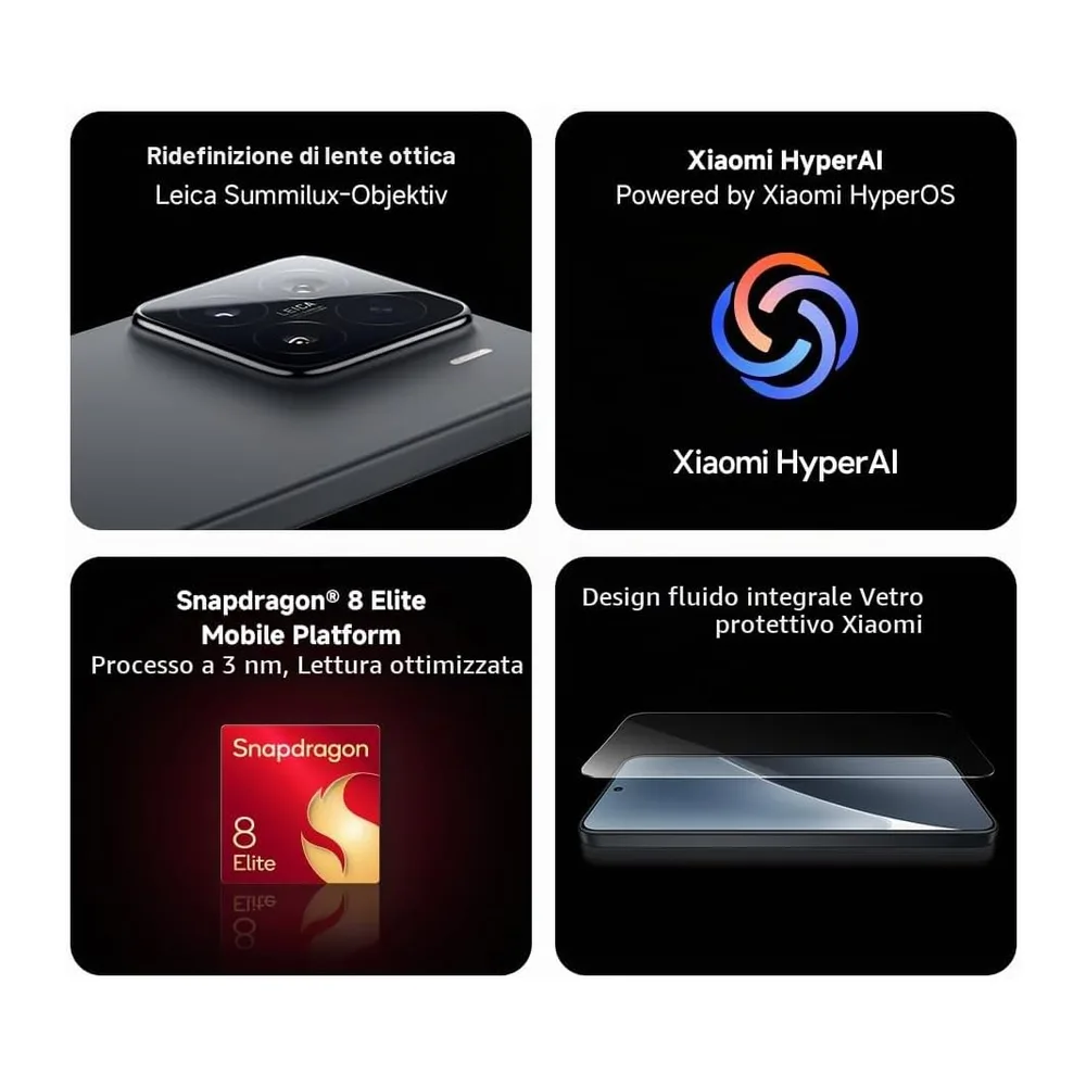 XIAOMI 15 Smartphone, 12+512GB, Nero, Fotocamera Principale Leica 50MP, Batteria 5240 mAh, HyperCharge 90 W, — 3