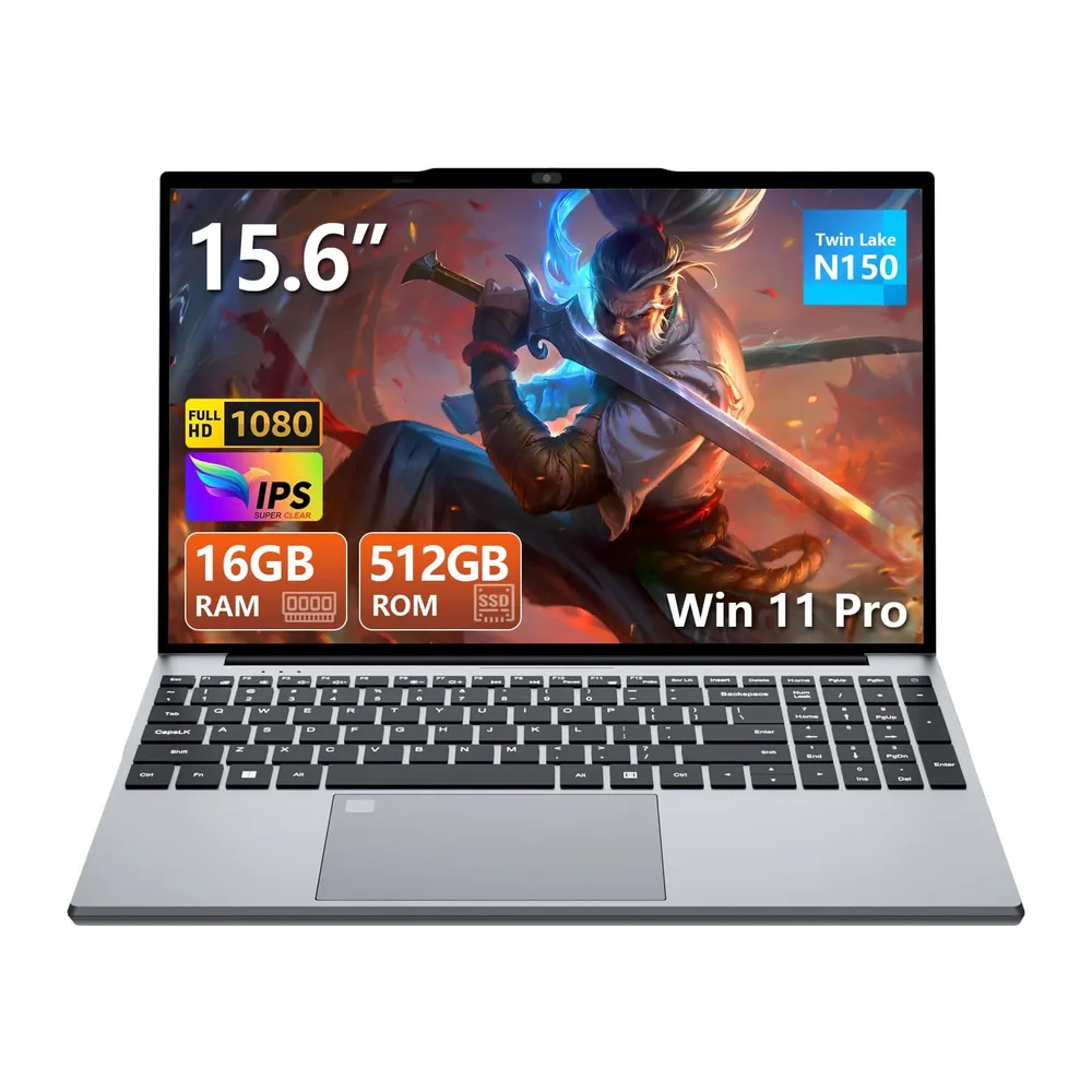 PC Portatile 16GB RAM 512GB SSD, Win 11 OS Notebook Twin Lake-N150 CPU, 15.6 Pollici Laptop FHD 1920*1080,