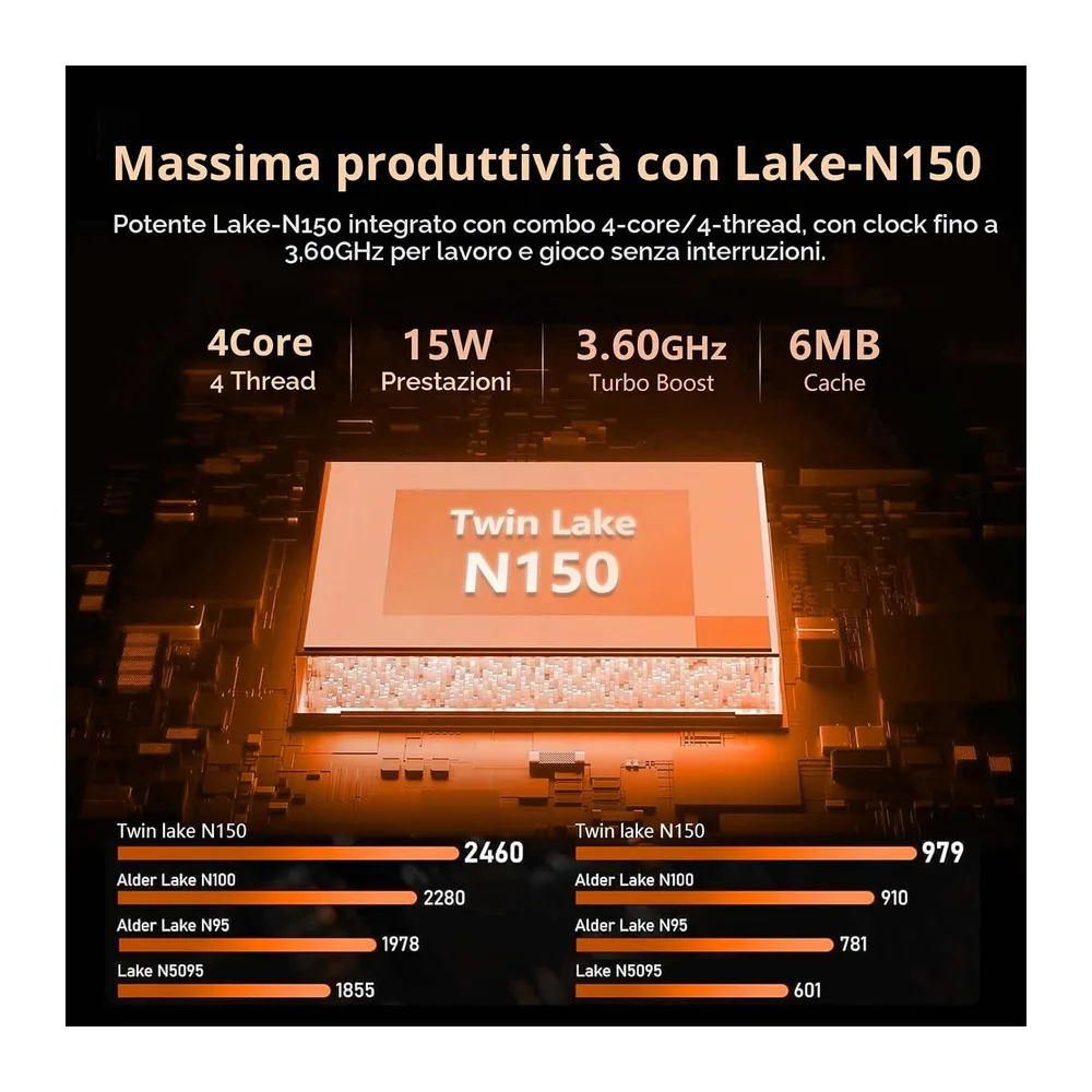 PC Portatile 16GB RAM 512GB SSD, Win 11 OS Notebook Twin Lake-N150 CPU, 15.6 Pollici Laptop FHD 1920*1080, — 3
