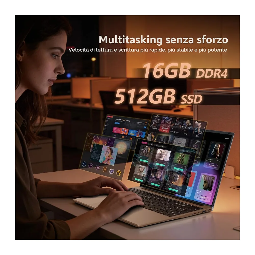 PC Portatile 16GB RAM 512GB SSD, Win 11 OS Notebook Twin Lake-N150 CPU, 15.6 Pollici Laptop FHD 1920*1080, — 4