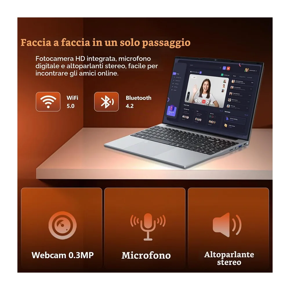 PC Portatile 16GB RAM 512GB SSD, Win 11 OS Notebook Twin Lake-N150 CPU, 15.6 Pollici Laptop FHD 1920*1080, — 6
