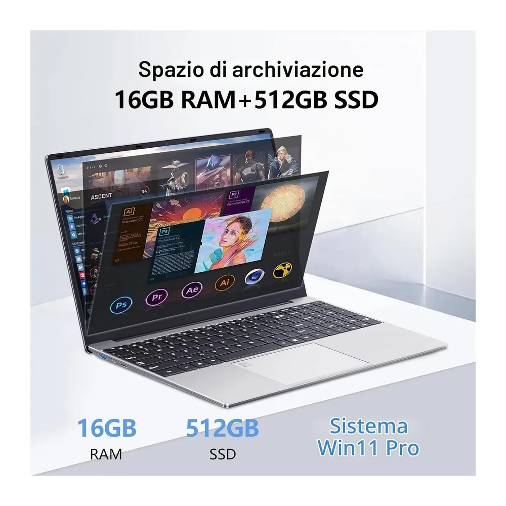 15.6 Pollici PC Portatile 16GB RAM 512GB SSD — 4