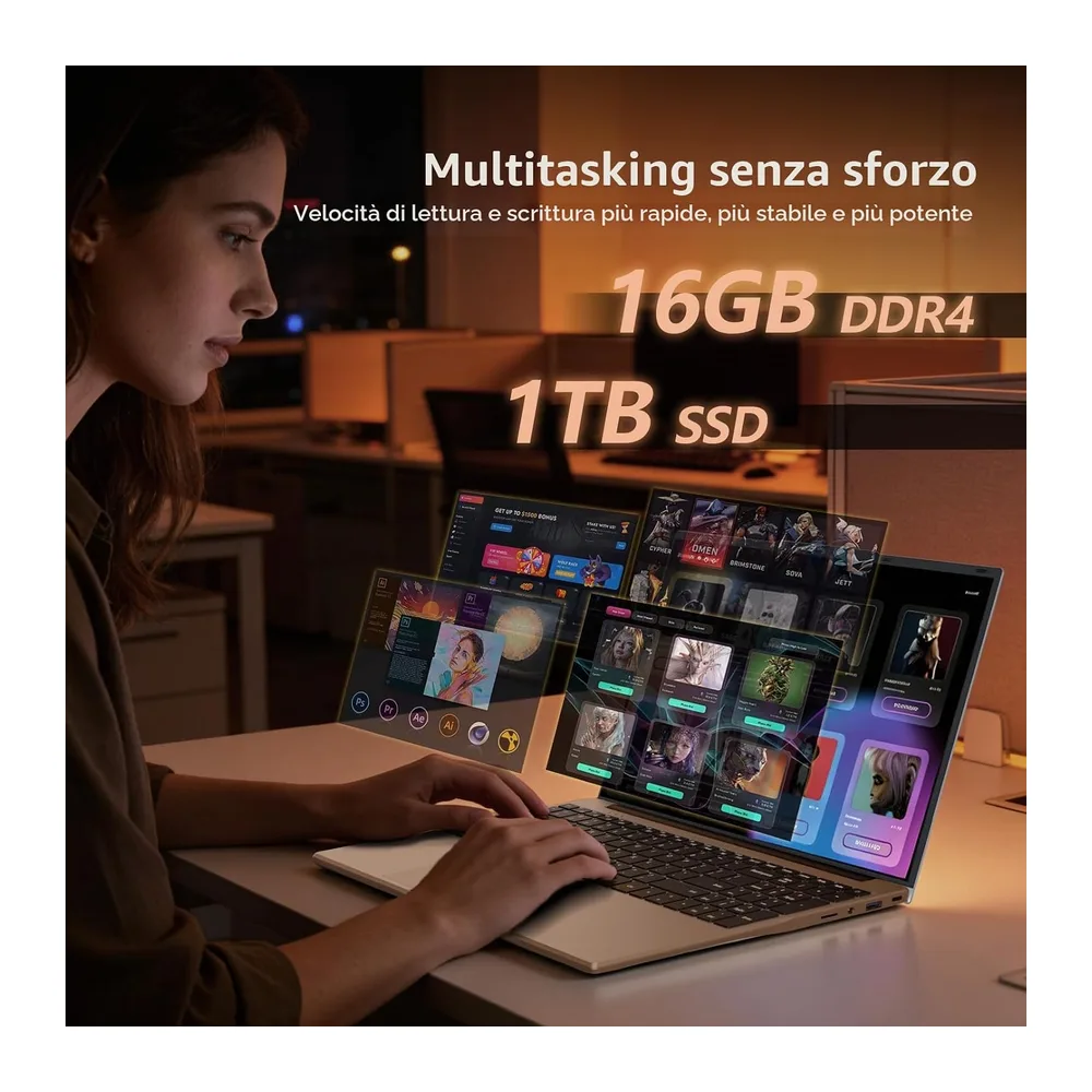 PC Portatile 16GB RAM 1TB SSD, Win 11 OS Notebook Twin Lake-N150 CPU, 15.6 Pollici Laptop FHD 1920*1080, — 4