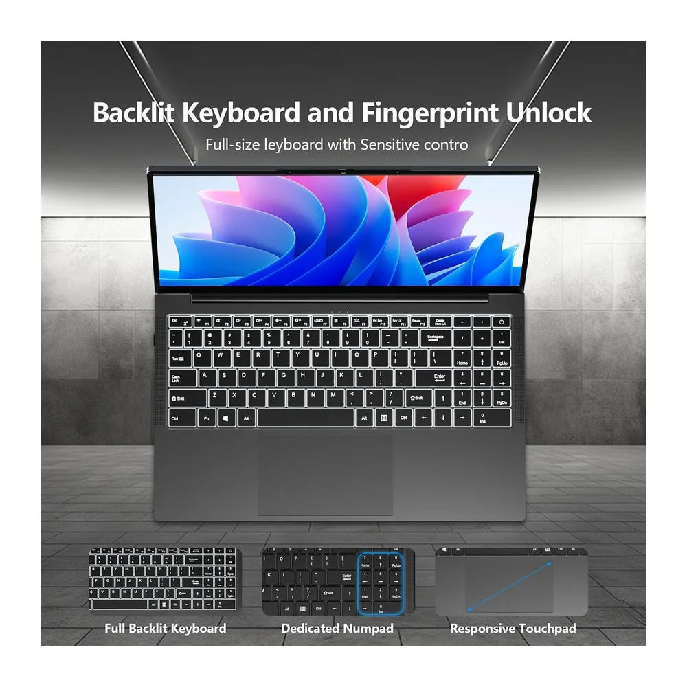PC Portatile 15.6 Pollici, Win 11 Notebook Core I3-8100Y CPU, Notebook 16GB RAM 512GB SSD, Laptop 1080P IPS — 5