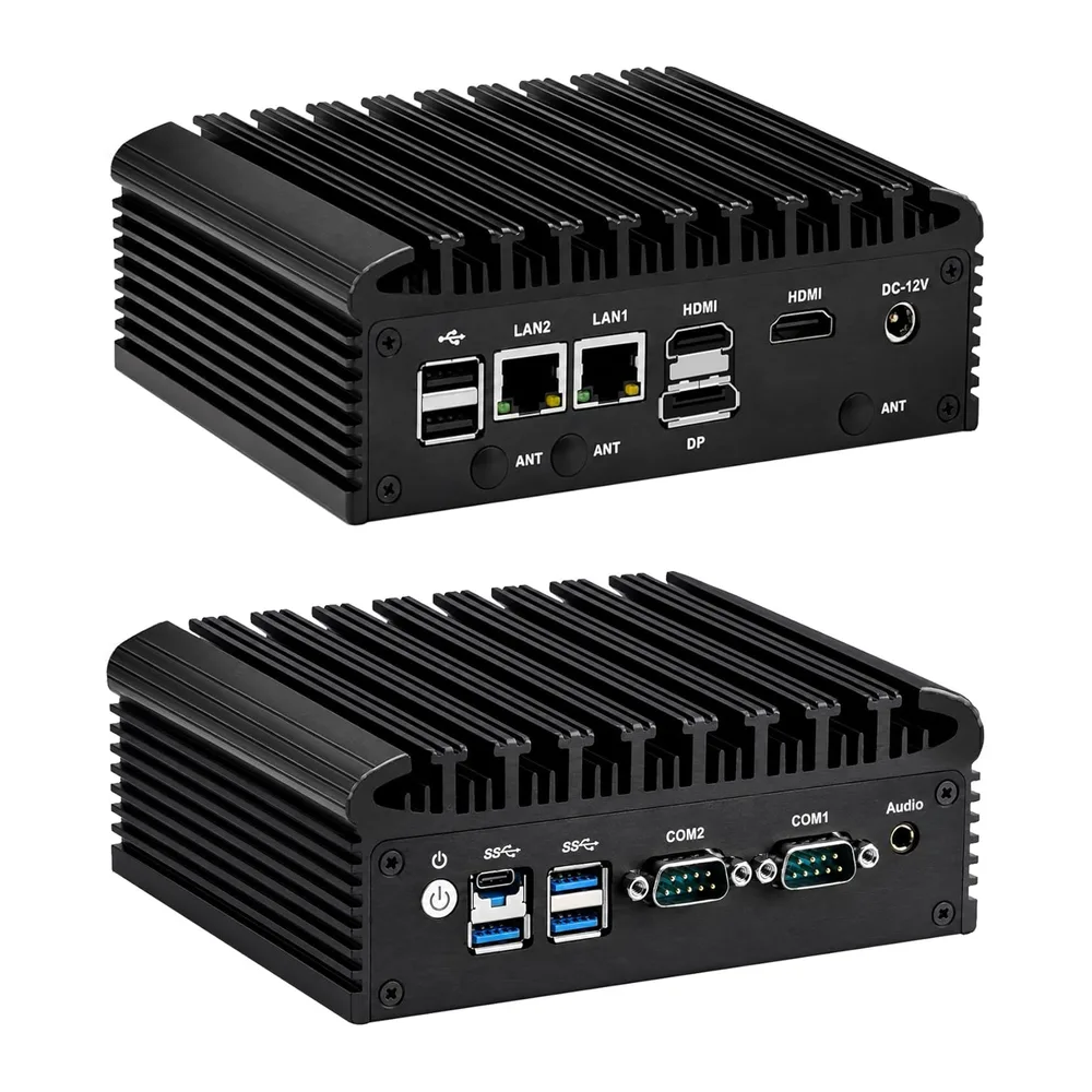 CWWK Mini PC Fanless Industrial N100, Dual 2.5 GbE i226-V, 2x RS232/RS485 COM, Micro Embedded Mini Computer