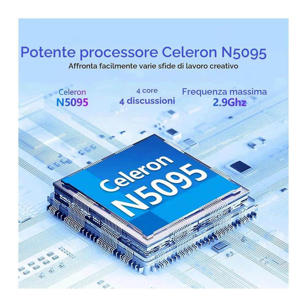 15,6" Notebook, Win 11 PC Portatile 16GB RAM 512GB SSD, Celeron N5095 CPU, 180° Opening and Closing Schermo, — 3