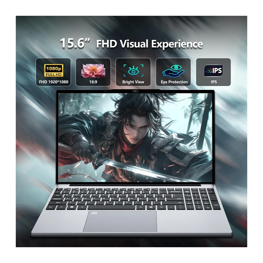 Win11 Notebook, 15.6 Pollici PC Portatile 16GB RAM DDR4 1TB SSD, 180° Flip FHD 1080P Laptop Office 365, — 2