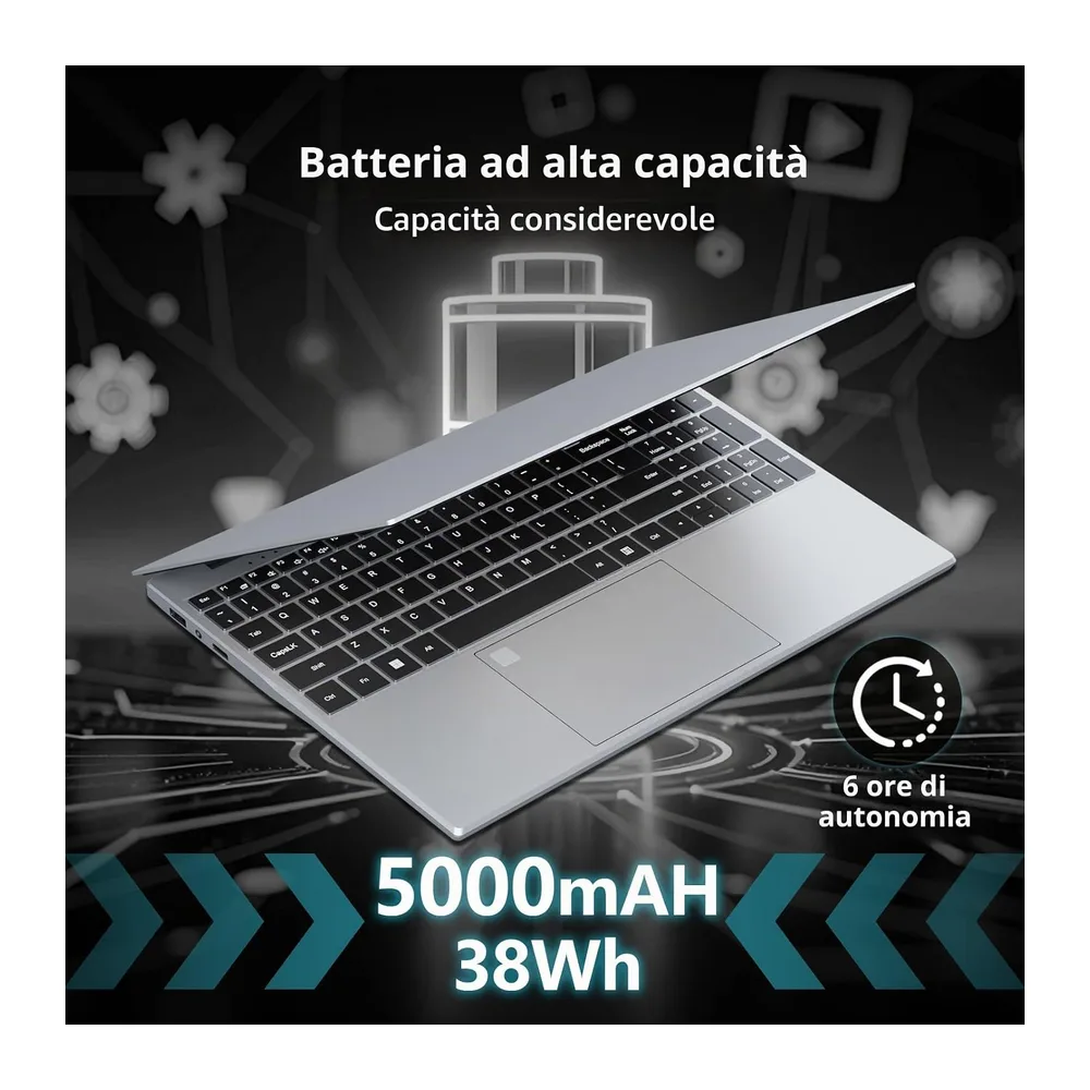 Win11 Notebook, 15.6 Pollici PC Portatile 16GB RAM DDR4 1TB SSD, 180° Flip FHD 1080P Laptop Office 365, — 6