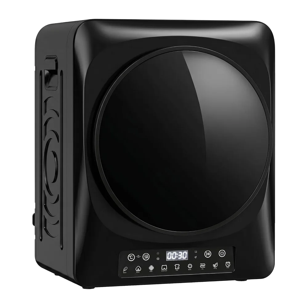 HOMCOM Mini asciugatrice senza scarico 5kg 9 programmi 1000W Nero [Classe di efficienza energetica G]