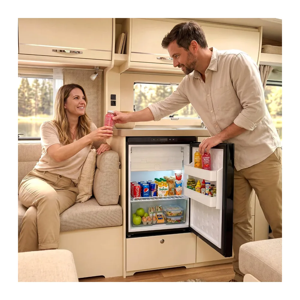 AREBOS Frigorifero a Compressore per Camper 65L con Scomparto Congelatore — 2