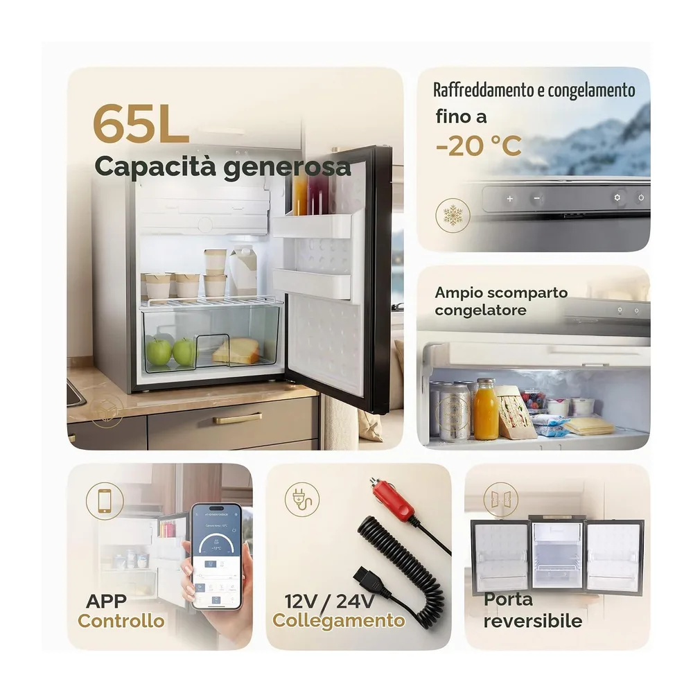 AREBOS Frigorifero a Compressore per Camper 65L con Scomparto Congelatore — 3