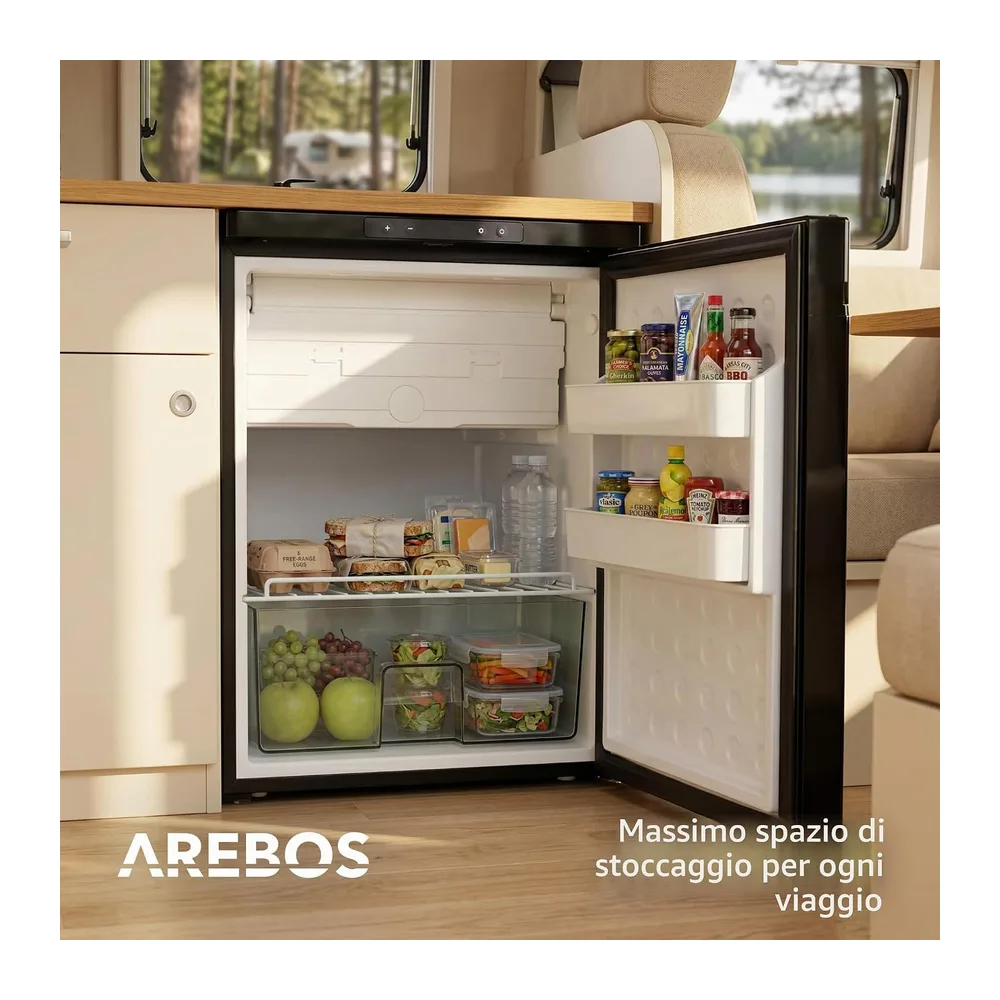 AREBOS Frigorifero a Compressore per Camper 65L con Scomparto Congelatore — 4
