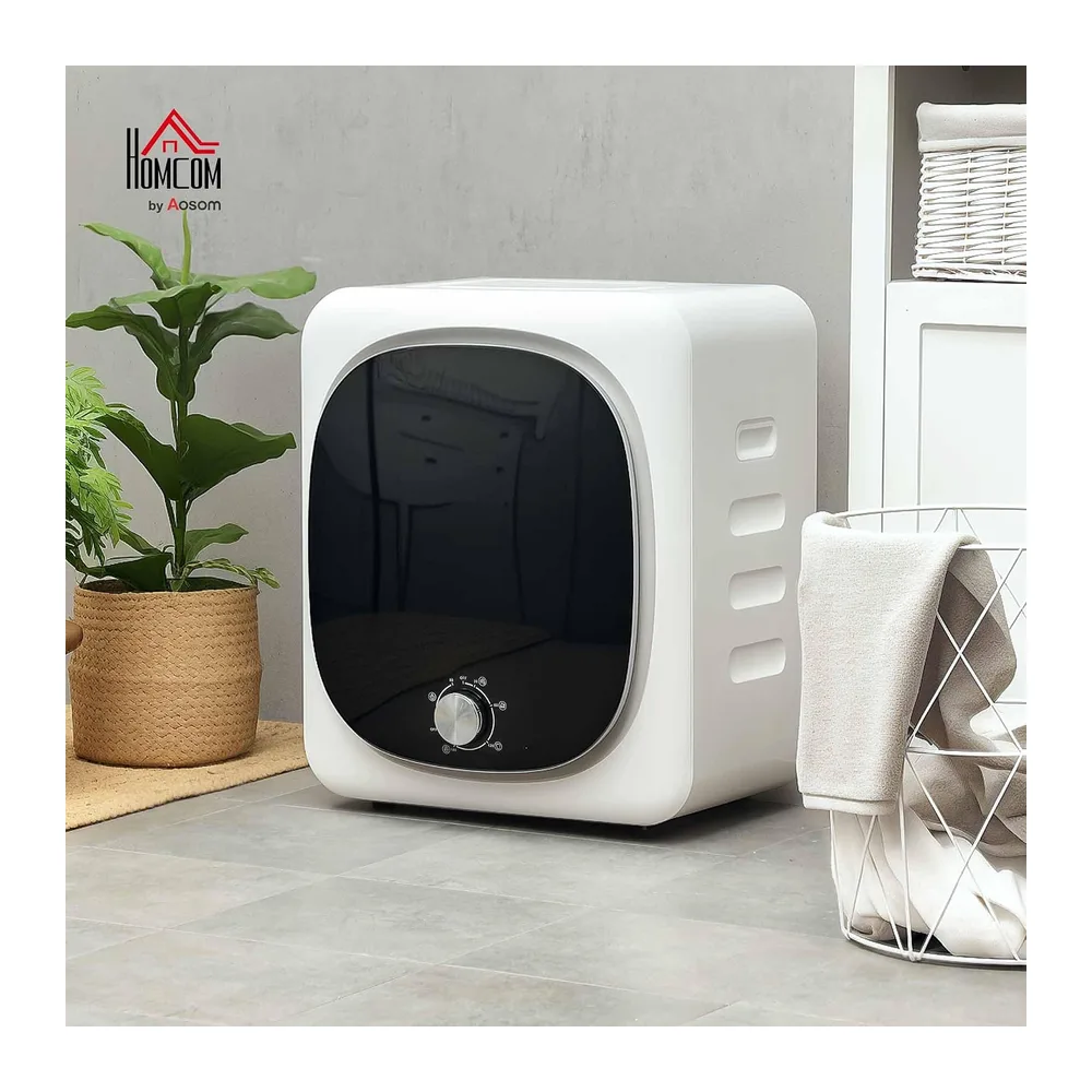 HOMCOM Mini Asciugatrice Portatile 2.5 kg 5 Programmi 800W 60℃ Bianco [Classe di efficienza energetica G] — 2