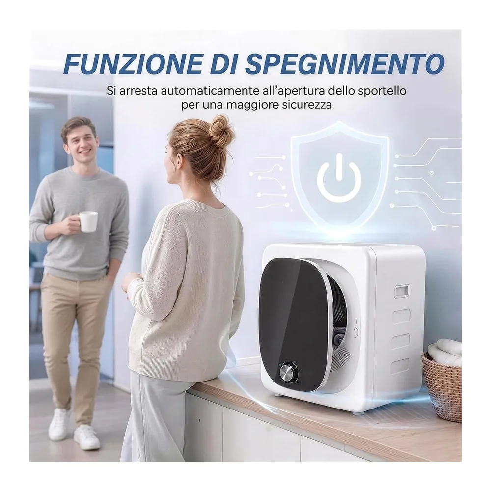 HOMCOM Mini Asciugatrice Portatile 2.5 kg 5 Programmi 800W 60℃ Bianco [Classe di efficienza energetica G] — 6