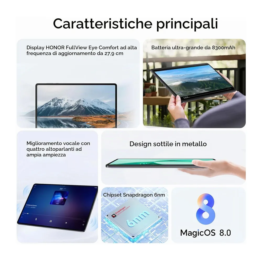 HONOR Pad X8a Tablet 11" - Schermo 90Hz con Protezione Oculare, 128GB 4GB, Batteria 8300mAh, Espandibile fino — 2