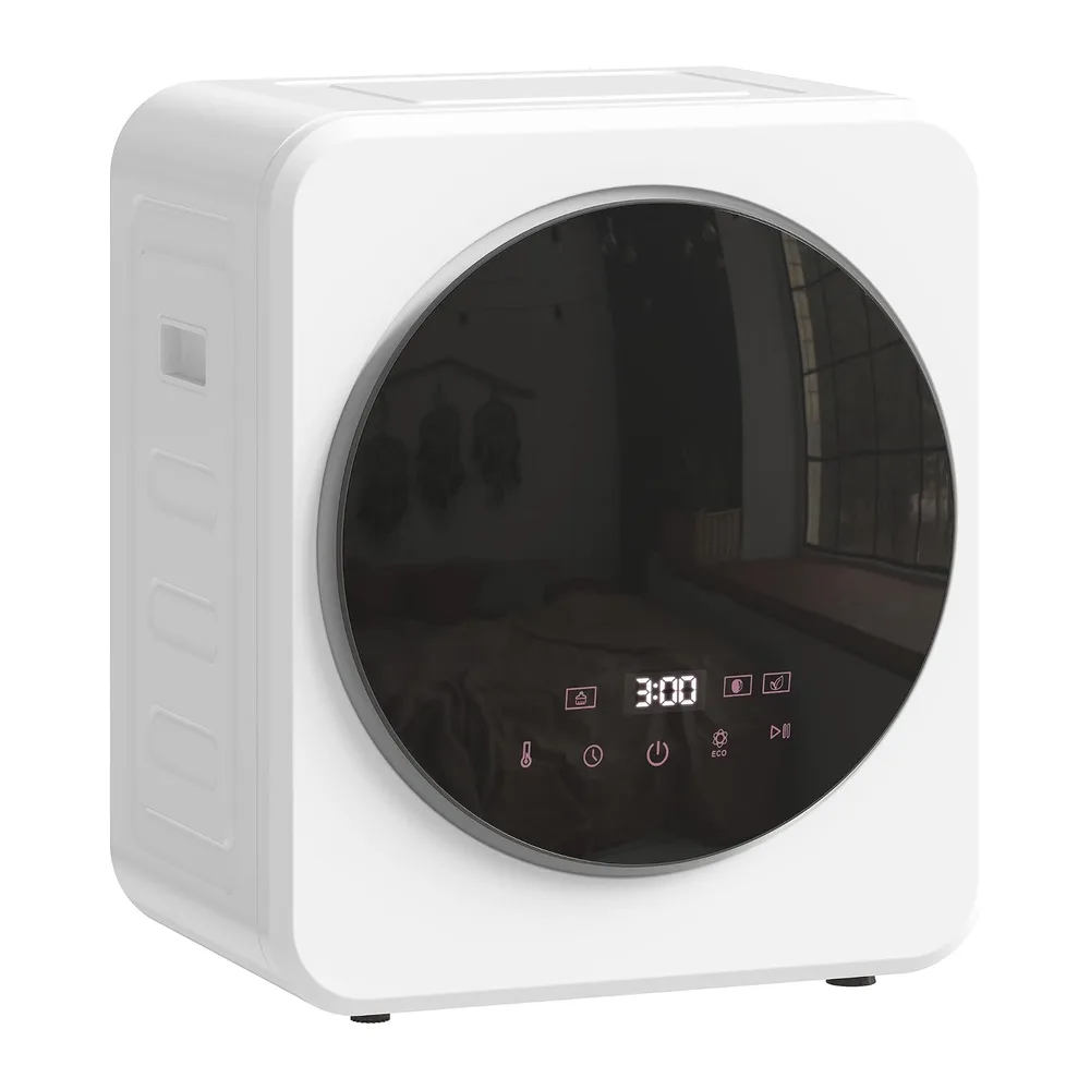 HOMCOM Mini Asciugatrice Portatile 2.5 kg con Display LED 800W Timer Bianco [Classe di efficienza energetica