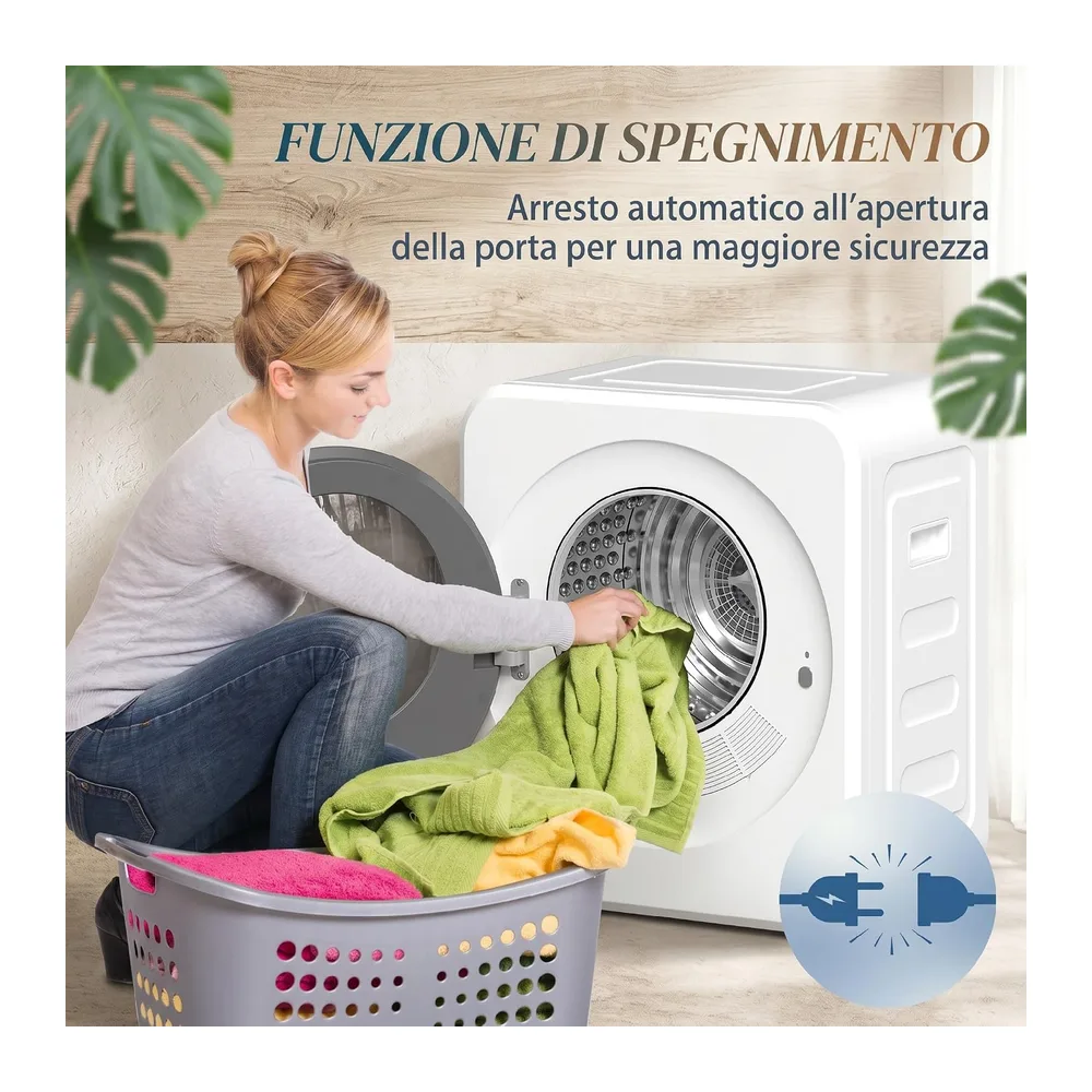 HOMCOM Mini Asciugatrice Portatile 2.5 kg con Display LED 800W Timer Bianco [Classe di efficienza energetica — 6