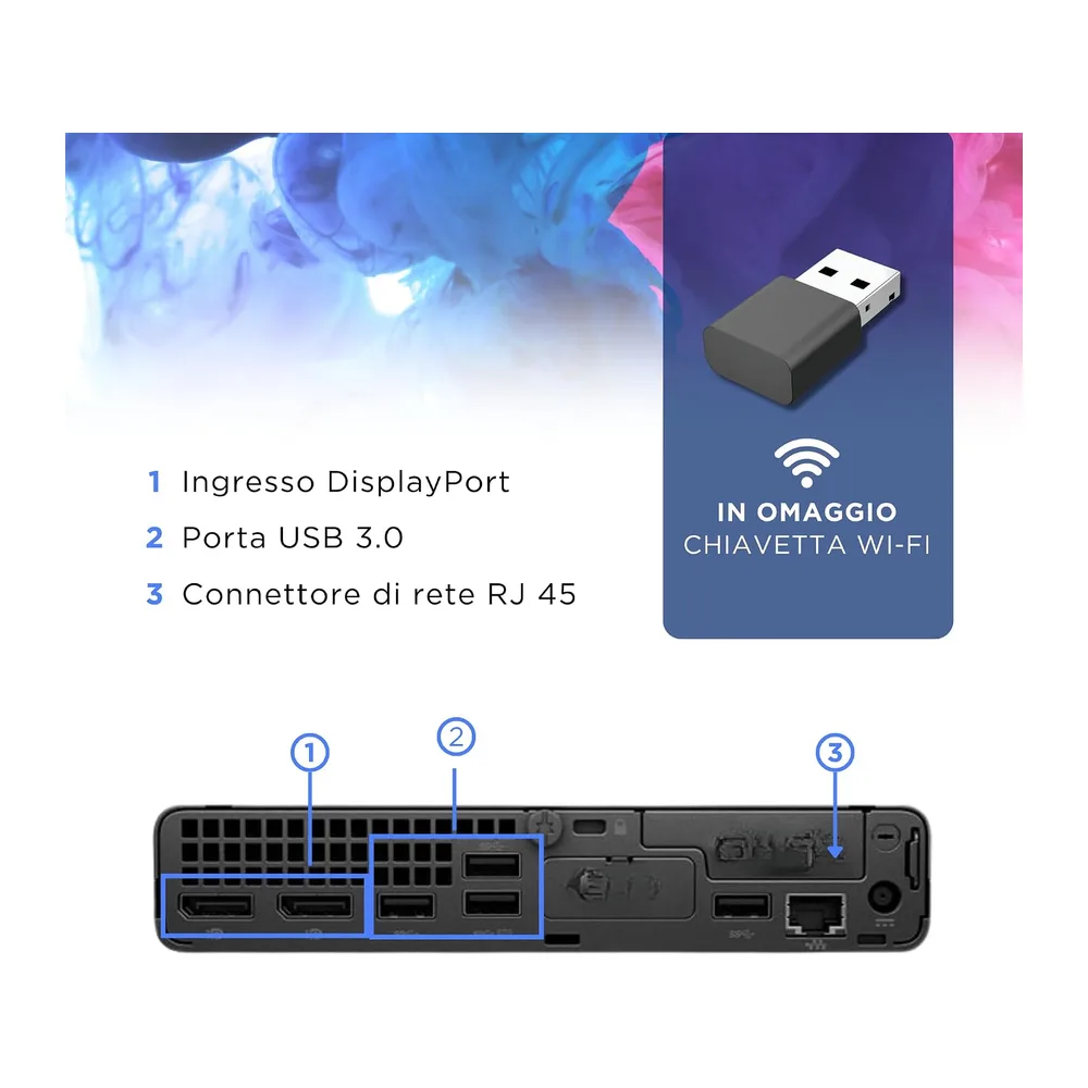 HP EliteDesk 800 G6 - Mini PC Intel i5-10500T 6 Core 2.30GHz - Ram 16Gb SSD 512Gb - Win 11 Pro Pronto all'uso — 3