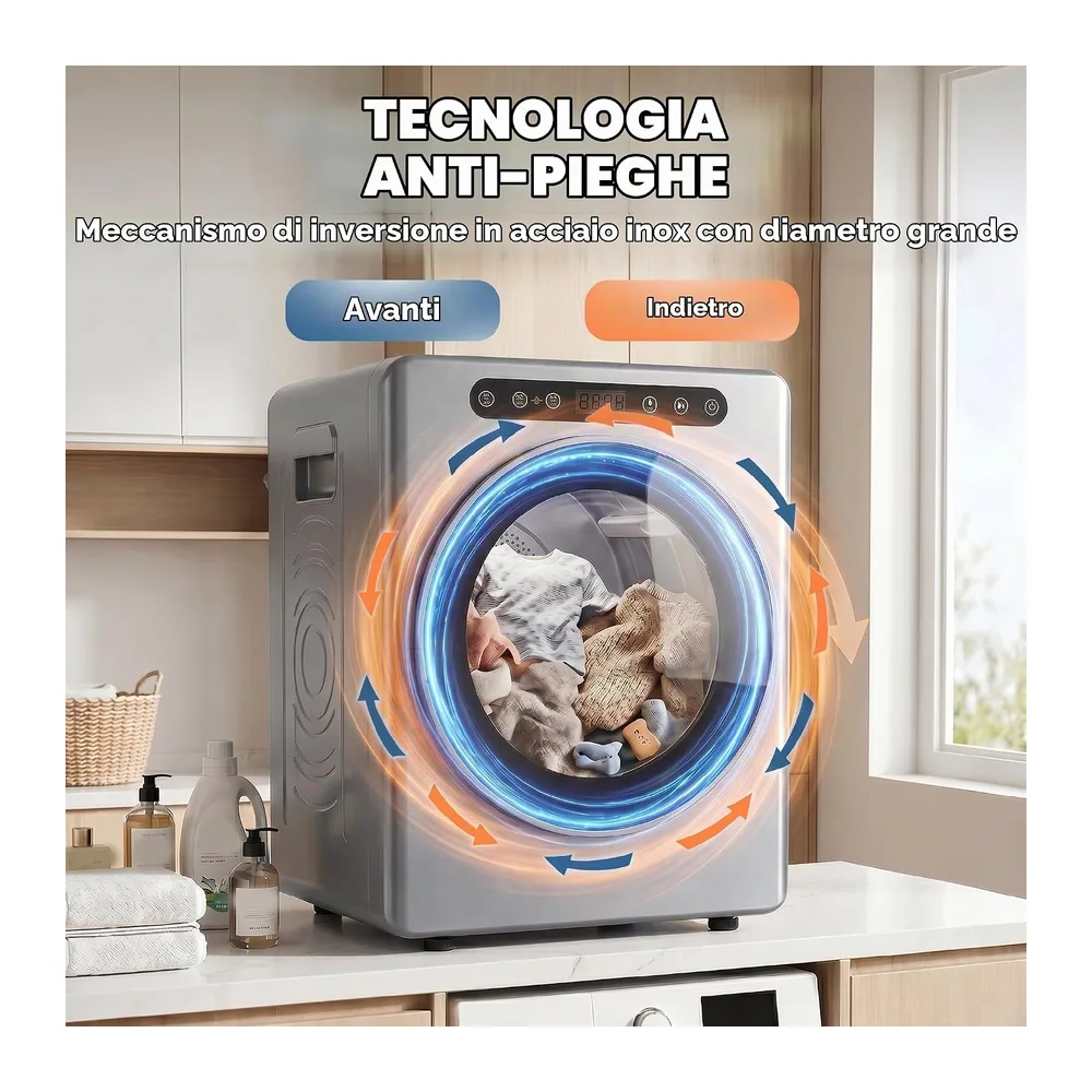 HOMCOM Asciugatrice Ventilata Mini 5kg con Sterilizzazione Argento [Classe di efficienza energetica B] — 5