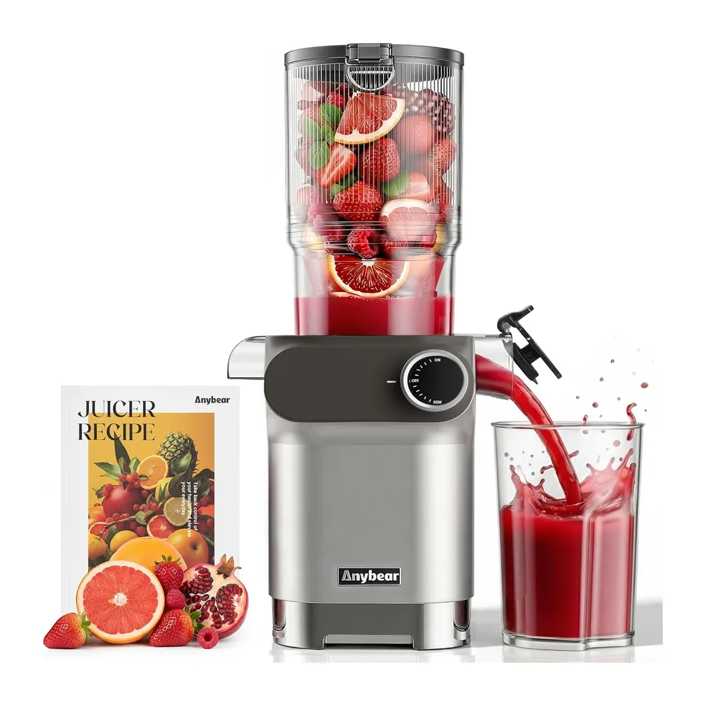 Anybear Estrattore di Succo, 200W Juicer, Spremiagrumi a Freddo, con Vano di Riempimento da 110 mm, per
