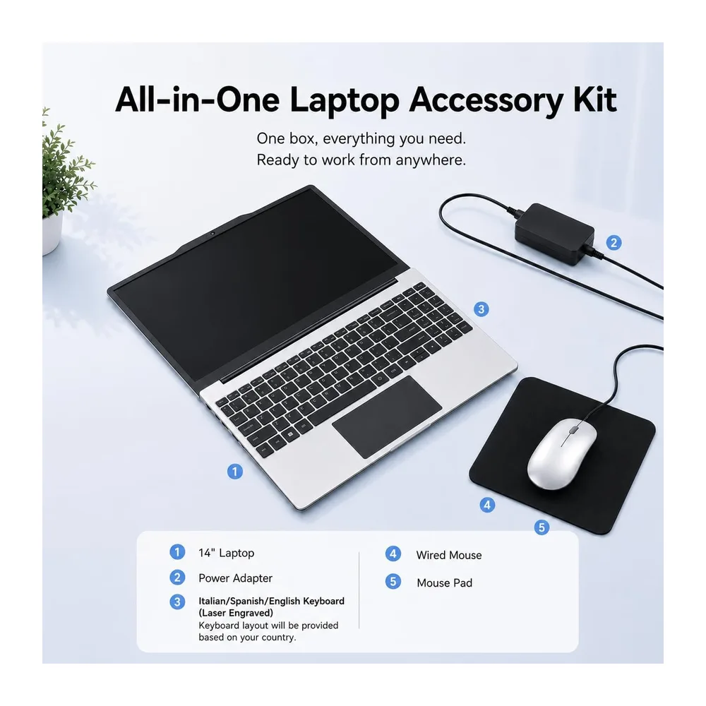PC Portatile 14 Pollici, Tastiera Italiana (Incisa al Laser), 8GB RAM 256GB SSD, Processore AMD A9 fino a — 2