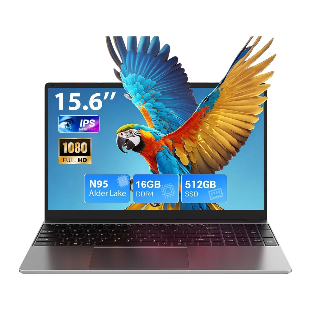 PC Portatile 15.6 Pollici, 16GB DDR4 512GB SSD(1TB Estensione), N95 CPU (Fino a 3,4GHz), 1920 * 1080FHD,