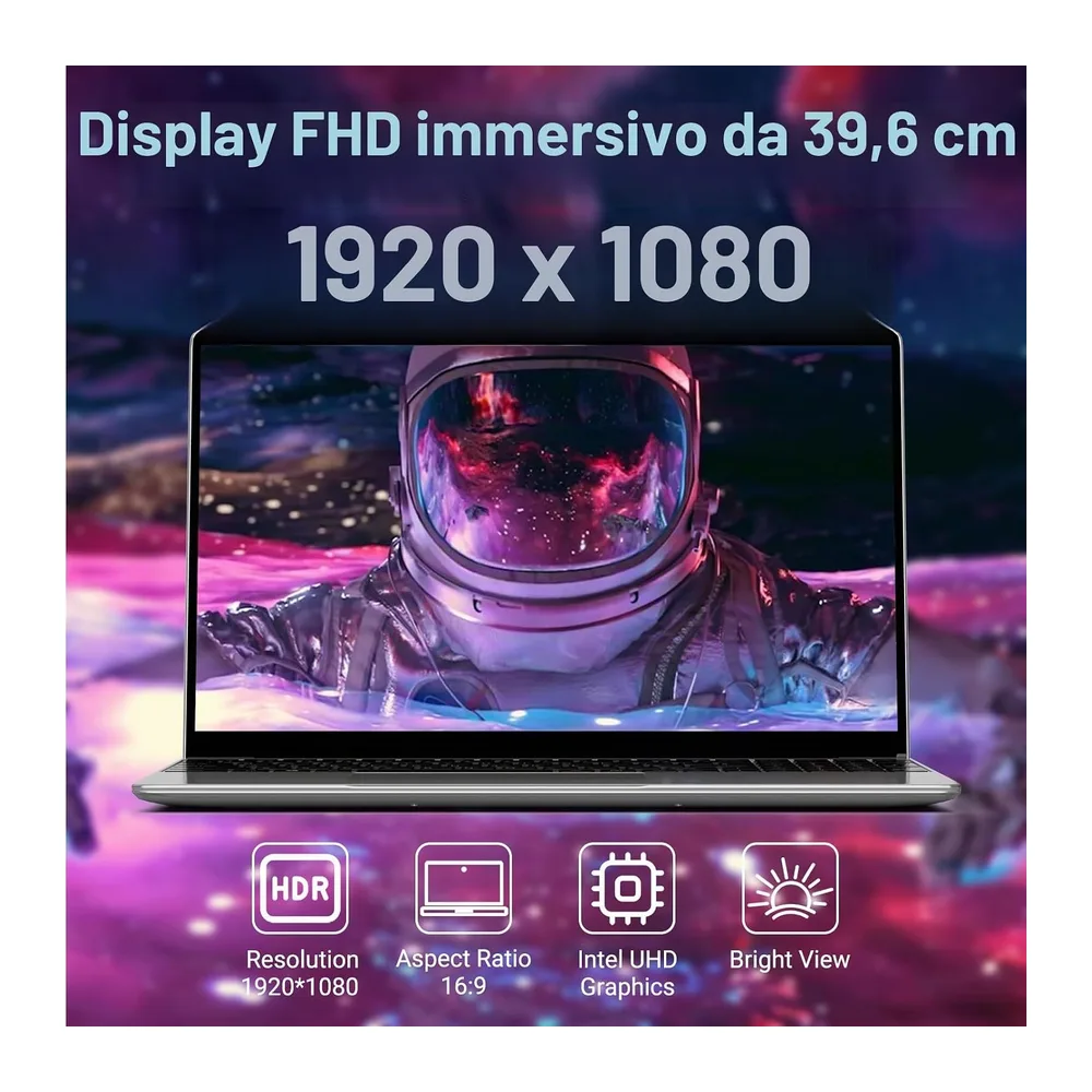 PC Portatile 15.6 Pollici, 16GB DDR4 512GB SSD(1TB Estensione), N95 CPU (Fino a 3,4GHz), 1920 * 1080FHD, — 2