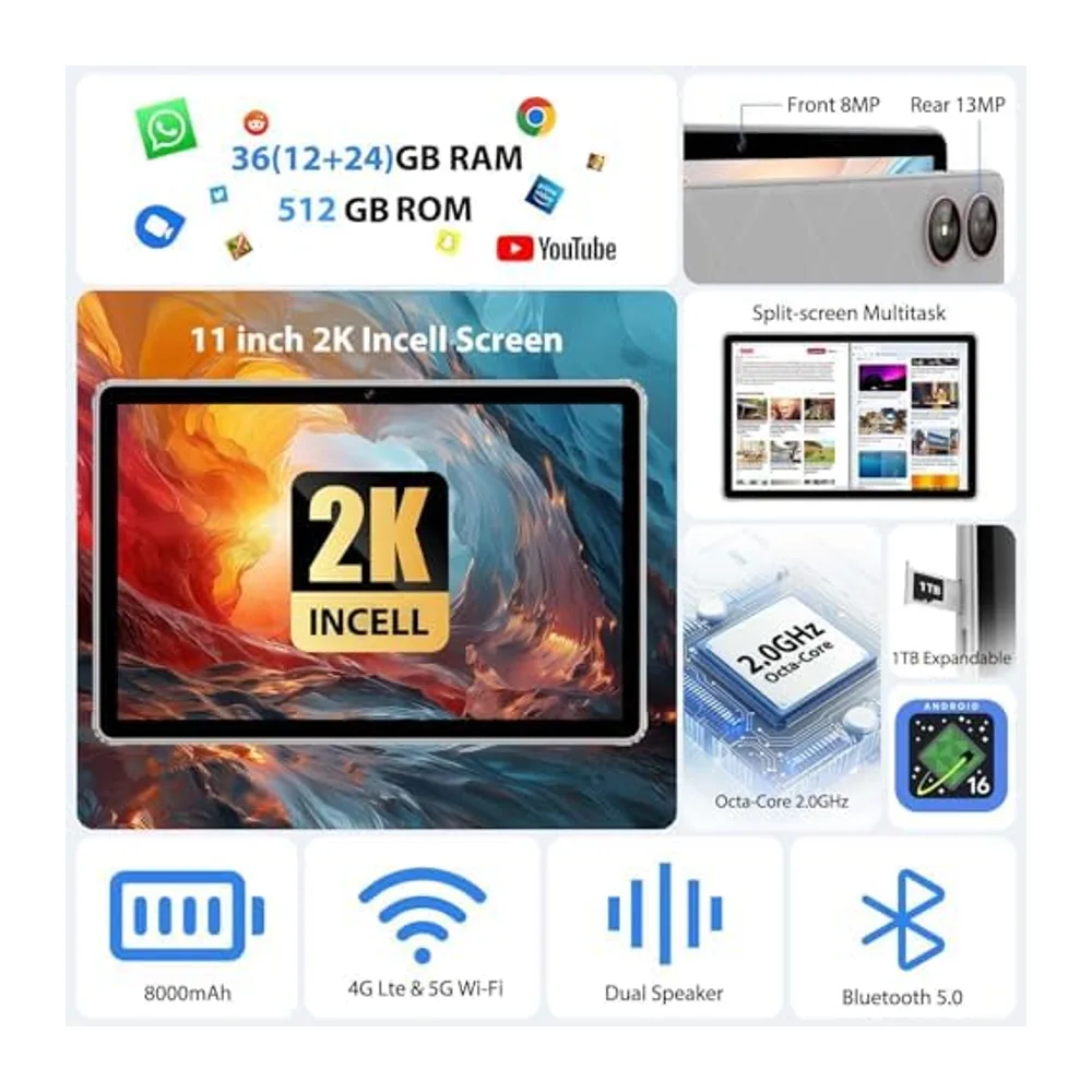 2026 Android 16 Tablet in offerta con 11 Pollici — 5