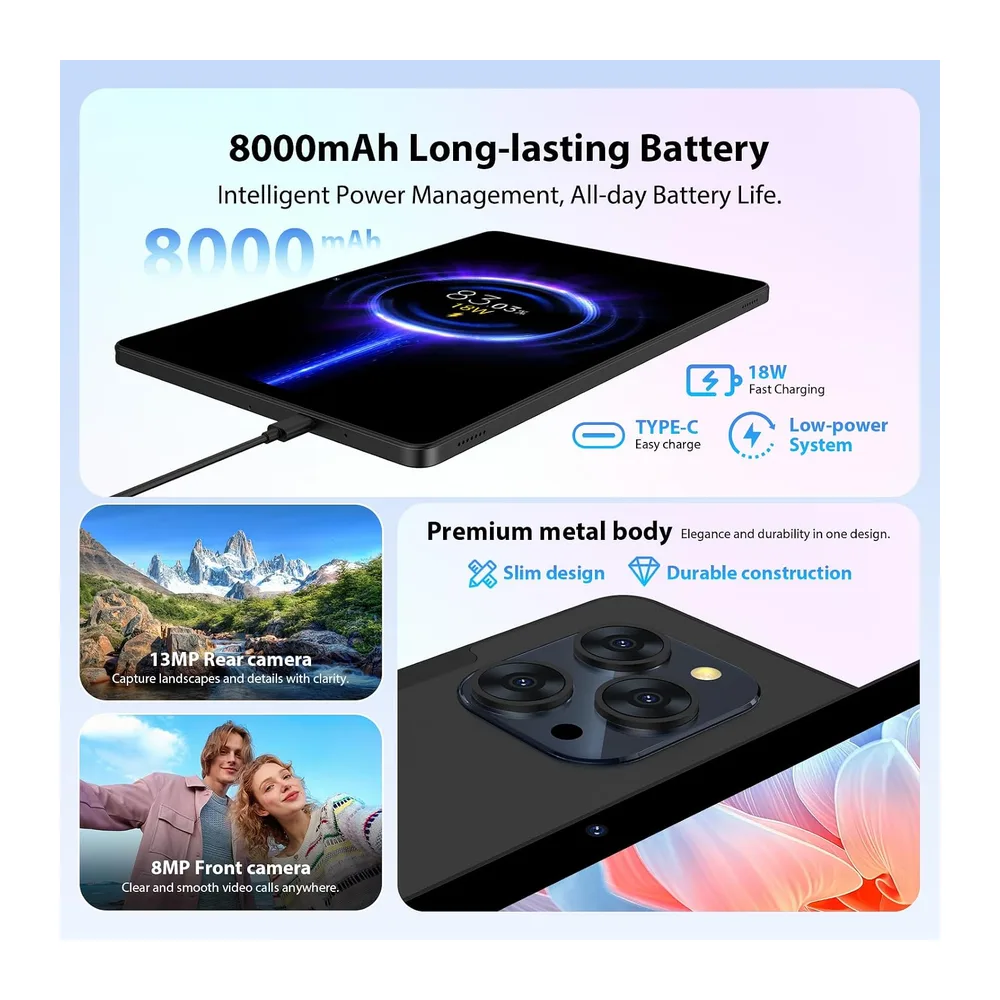 Tablet 11 Pollici Android 16 con 36GB RAM+512GB ROM (2TB TF),4G LTE & 5G WiFi,Octa-Core,8000mAh — 4