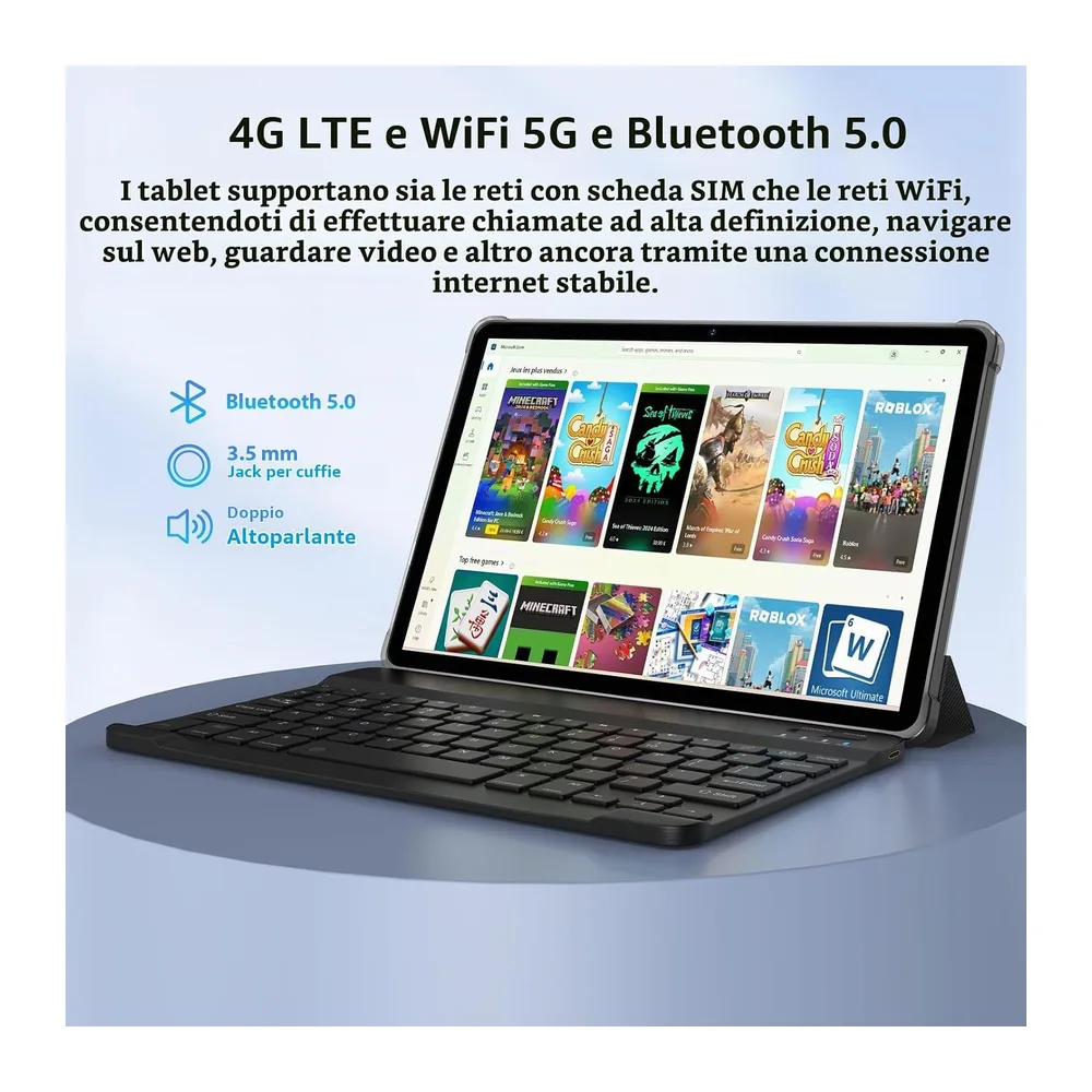 Tablet 11 Pollici Android 16 con 36GB RAM+512GB ROM (2TB TF),4G LTE & 5G WiFi,Octa-Core,8000mAh — 6