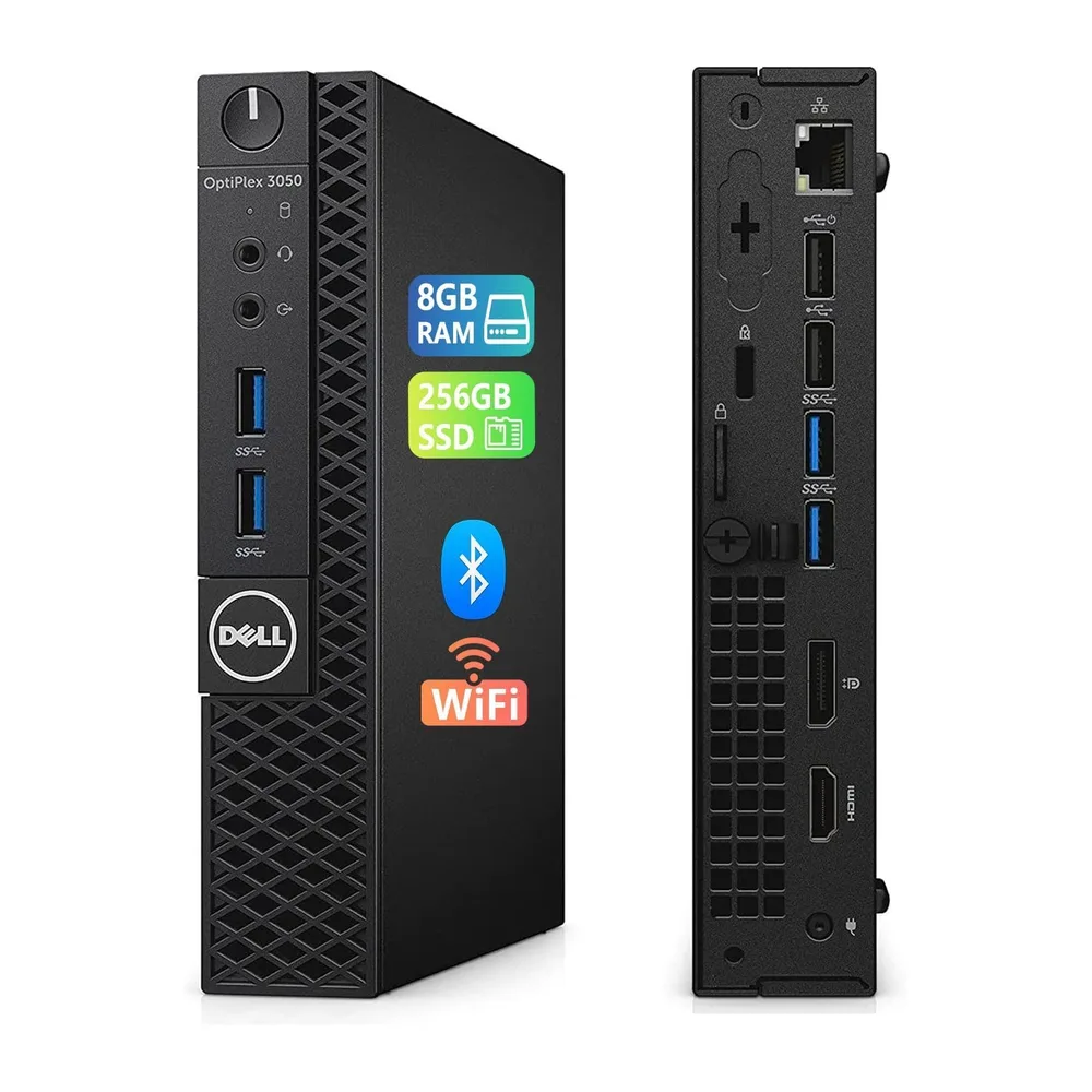 Dell OptiPlex 3050 Mini PC desktop, Intel Core i7-7700T, 8 GB di RAM, SSD da 256 GB, Wi-Fi, Bluetooth,