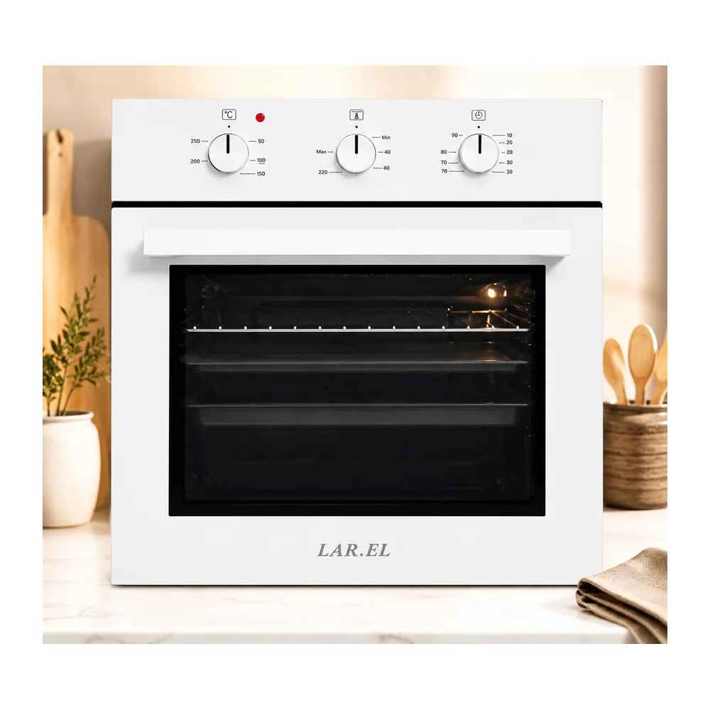 Forno da Incasso BIANCO LAR.EL 60 cm Elettrico Ventilato Turbo 5 Funzioni con Termostato Timer Meccanico Luce — 2