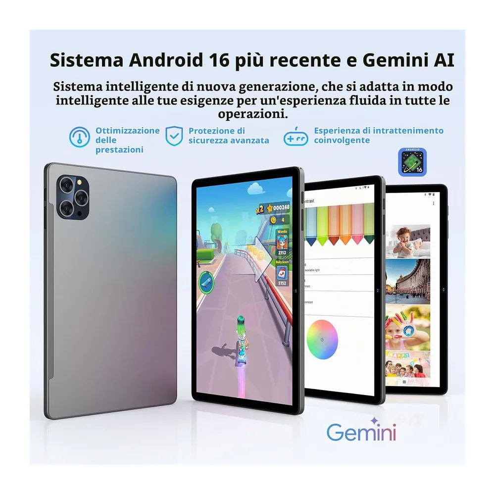 Tablet 11 Pollici Android 16 con 36GB RAM+512GB ROM (2TB TF),4G LTE & 5G WiFi,Octa-Core,8000mAh — 2
