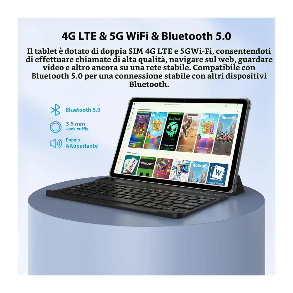 Tablet 11 Pollici Android 16 con 36GB RAM+512GB ROM (2TB TF),4G LTE & 5G WiFi,Octa-Core,8000mAh — 6