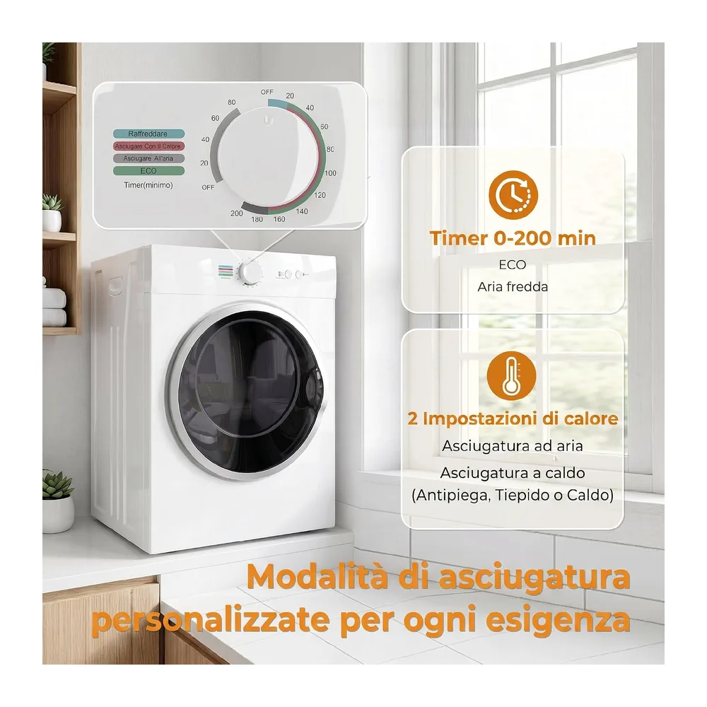 HOMCOM Mini Asciugatrice Portatile 3kg 1020W Fino 65℃ — 3