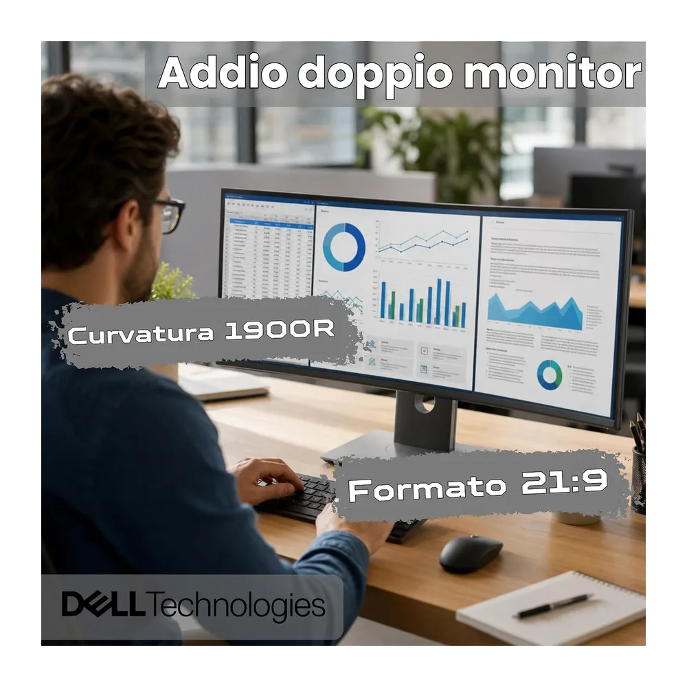 Dell UltraSharp 34 Pollici Monitor - U3417W RICONDIZIONATO WQHD (3440x1440), 21:9 Curvo, 120Hz, VA, 1ms, — 3