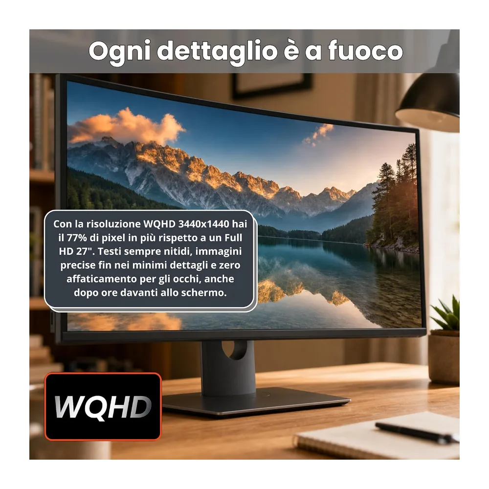 Dell UltraSharp 34 Pollici Monitor - U3417W RICONDIZIONATO WQHD (3440x1440), 21:9 Curvo, 120Hz, VA, 1ms, — 4