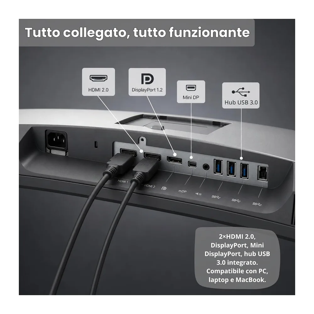 Dell UltraSharp 34 Pollici Monitor - U3417W RICONDIZIONATO WQHD (3440x1440), 21:9 Curvo, 120Hz, VA, 1ms, — 6