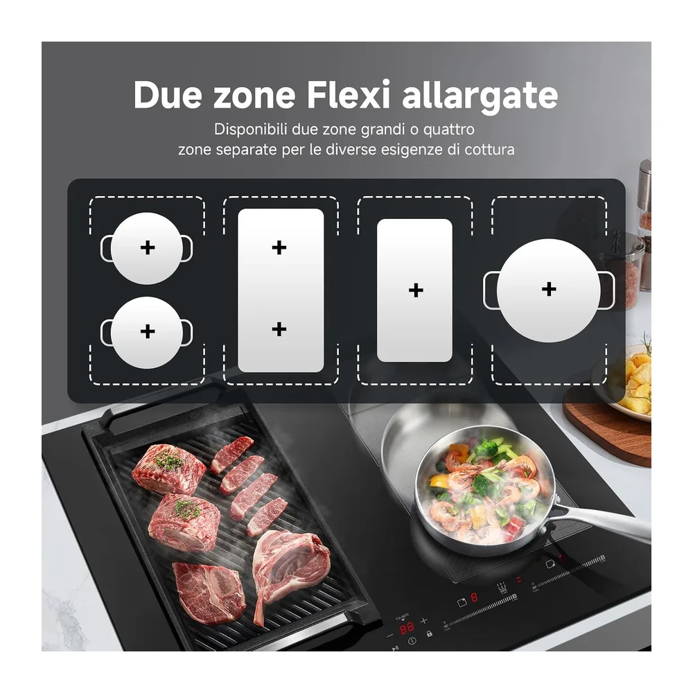 AMZCHEF Piano cottura a induzione da 60 cm con 2 zone flessibili — 2