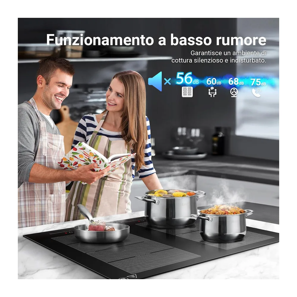 AMZCHEF Piano cottura a induzione da 60 cm con 2 zone flessibili — 4