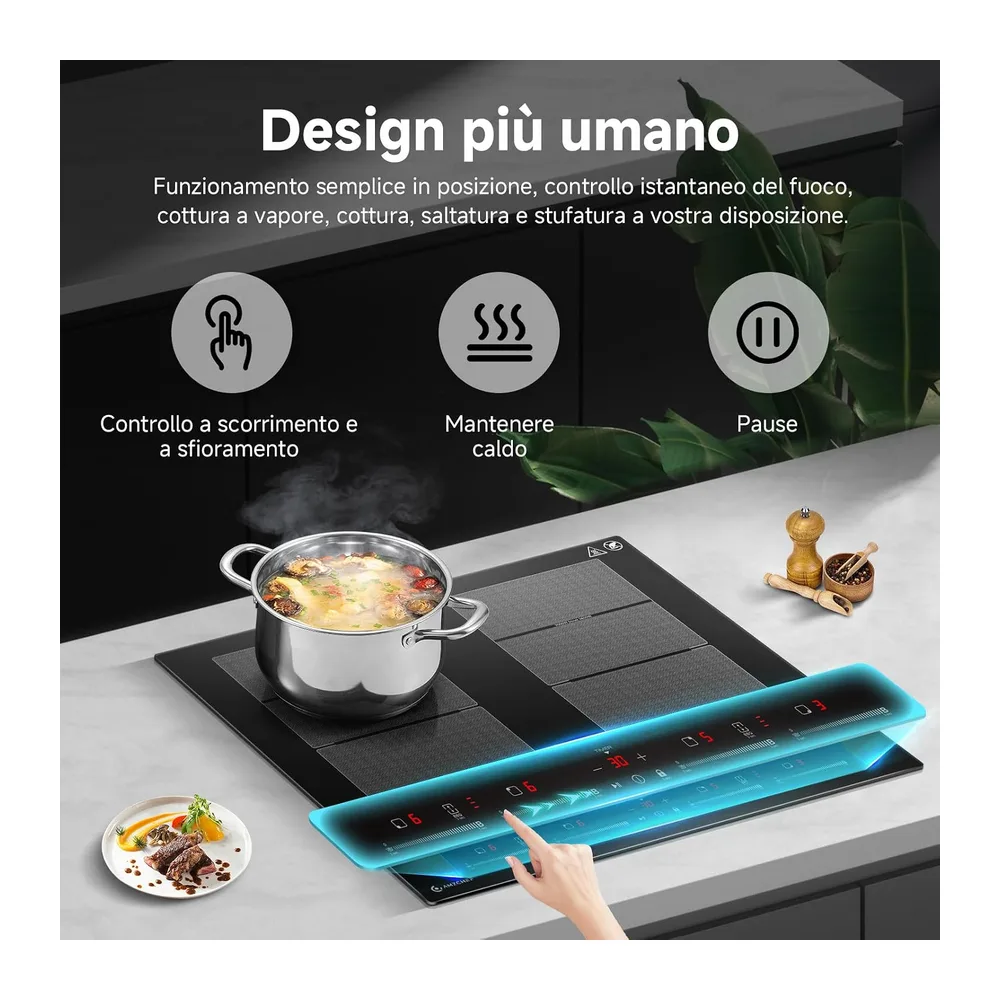 AMZCHEF Piano cottura a induzione da 60 cm con 2 zone flessibili — 5