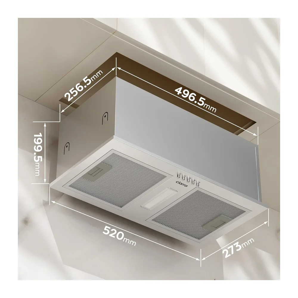 CIARRA Cappa Aspirante Incasso 52cm,A++,404 m³/h,CBCS5937A [Classe di efficienza energetica A++] — 2