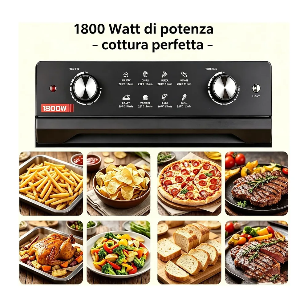 Friggitrice Ad Aria Capacità 30-230℃, 1800W, 8-in-1 Airfryer, Ricettario — 3